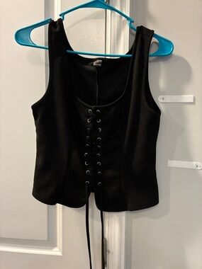 Black Lace-Up Tank Top - Women